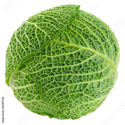 savoy Cabbage isolated on white background, full depth of field