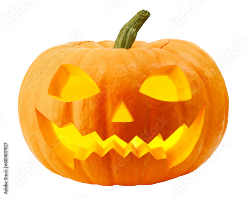 Halloween pumpkin isolated on white background, full depth of field
