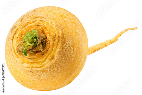 yellow turnip, isolated on white background, full depth of field
