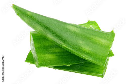 Aloe vera, slice, isolated on white background, full depth of field