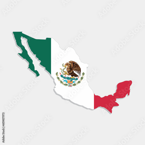 mexico map with flag on gray background