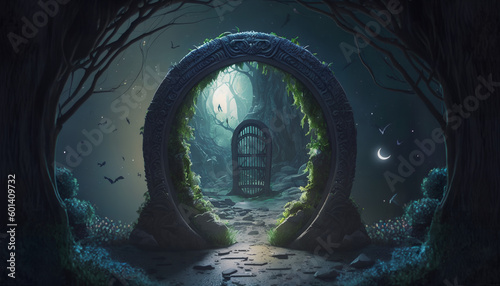 Fantasy fiction illustration of a path through the woods