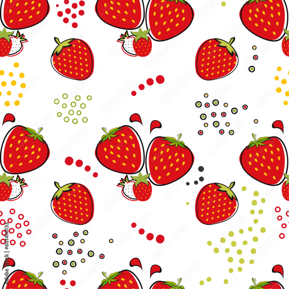 Seamless pattern with strawberries for print, fabric or wallpaper Seamless pattern with strawberries for print, fabric or wallpaper