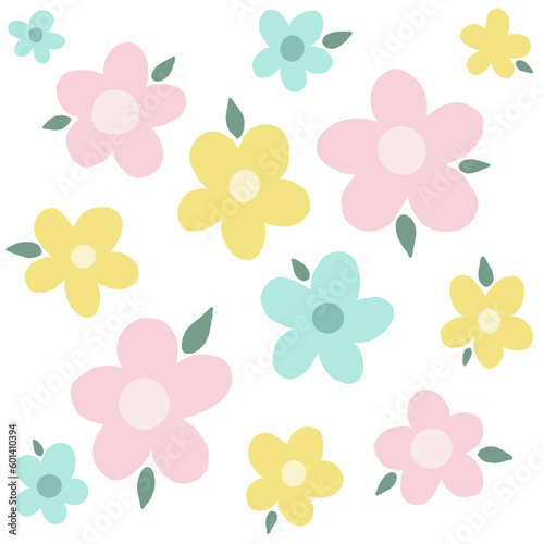 little flower pattern (character with hand free drawing) over white background