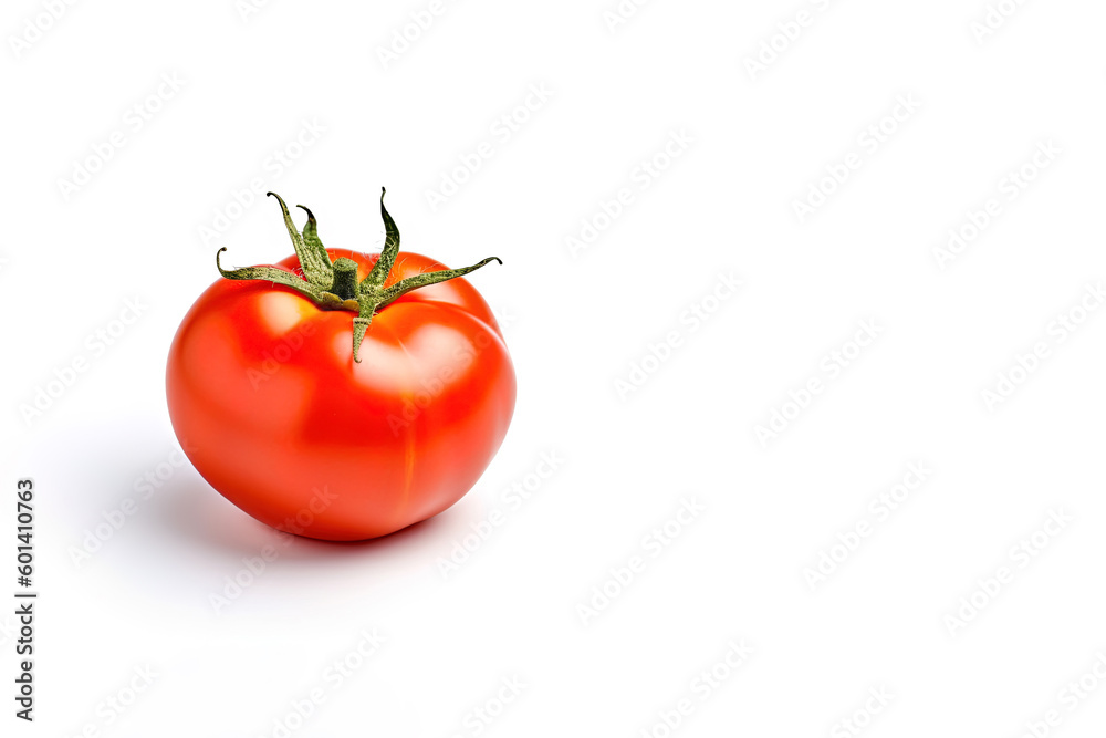 Fresh whole red tomato isolated on white background with copy space. Created with Generative AI Technology Fresh whole red tomato isolated on white background with copy space. Created with Generative AI Technology