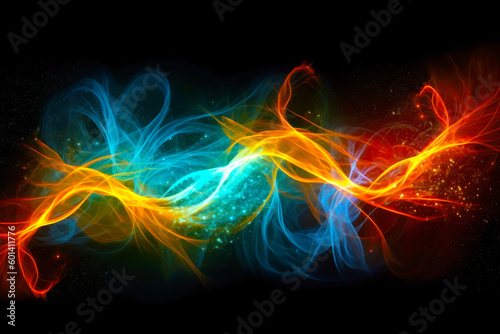 abstract fire flame wave on black background with space for your text. Ai generative.