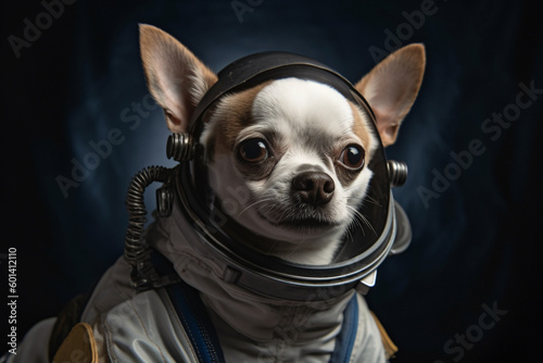 cute dog in astronaut uniform © imur