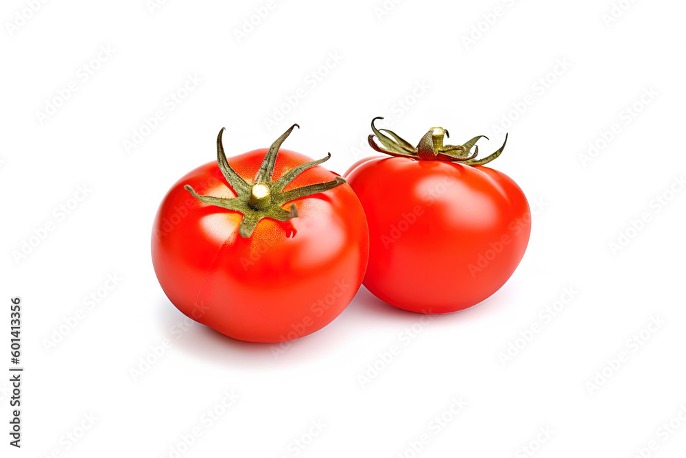 Fresh whole red tomatoes isolated on white background. Created with Generative AI Technology Fresh whole red tomatoes isolated on white background. Created with Generative AI Technology