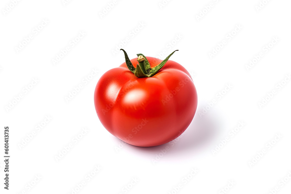 Fresh whole red tomato isolated on white background. Created with Generative AI Technology Fresh whole red tomato isolated on white background. Created with Generative AI Technology