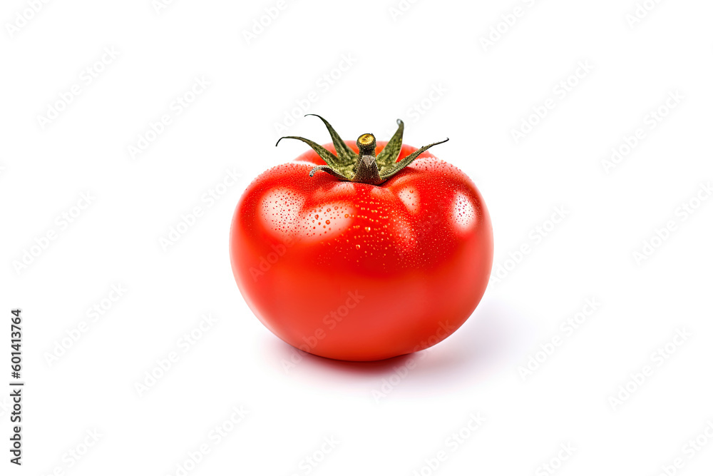 Fresh whole red tomato isolated on white background. Created with Generative AI Technology Fresh whole red tomato isolated on white background. Created with Generative AI Technology