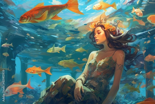 An underwater scene with a mermaid © Suplim