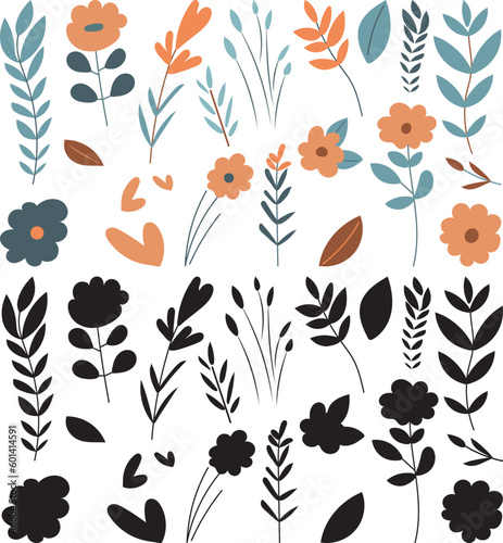 set of flowers in flat style isolated vector