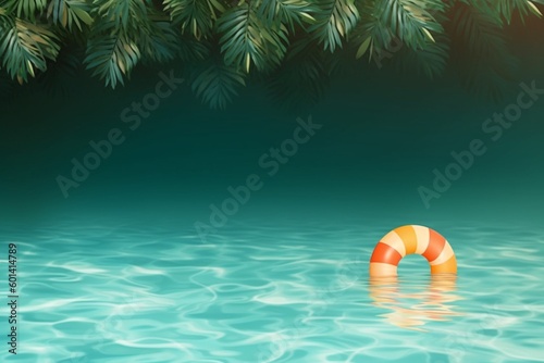 Realistic Summer Background Vibrant Tropical Theme with Ocean View and Palm Trees  Created with Generative AI