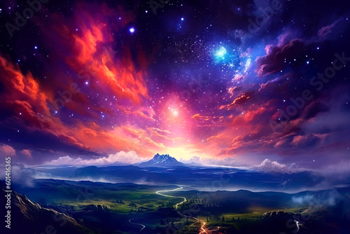 Cosmos fantasy landscape, ai generated