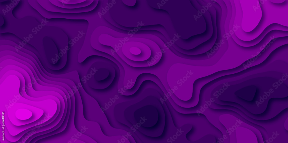Purple colored abstract topographic map of the earth's relief. Vector illustration.