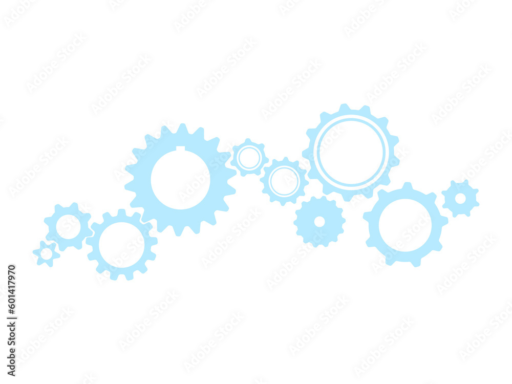 blue wheel symbolizes an idea or solution.Infographic header with blue gears on checker background