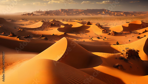 Desert landscape with desert scene and mountain in the background  Generative by AI  