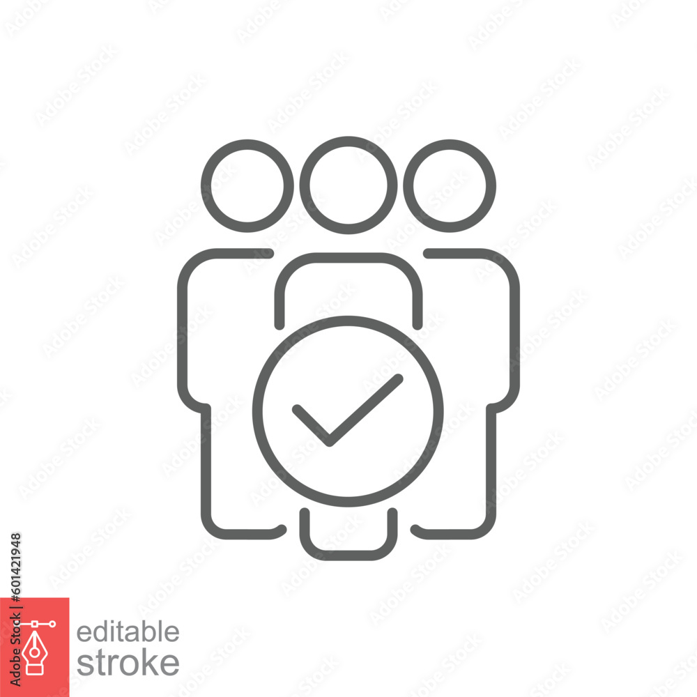 Eligible icon. Simple outline style. Able, adept, adequate, capable, people, check, group concept. Thin line symbol. Vector symbol illustration isolated on white background. Editable stroke EPS 10. Eligible icon. Simple outline style. Able, adept, adequate, capable, people, check, group concept. Thin line symbol. Vector symbol illustration isolated on white background. Editable stroke EPS 10.