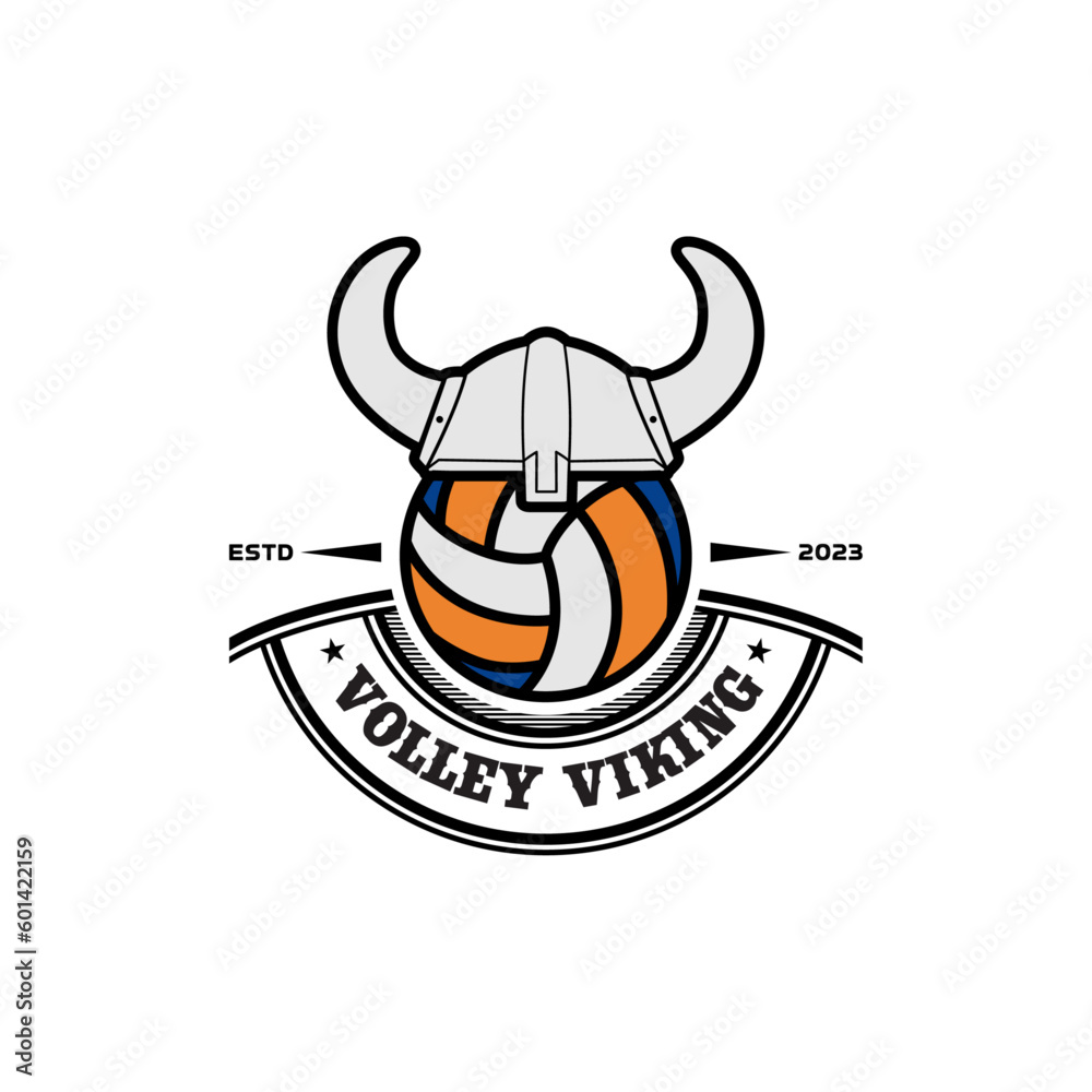 Volleyball And Viking helmet For Volly team Logo or volleyball