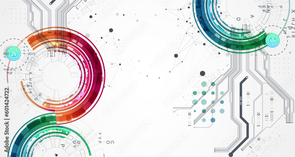 Abstract background with plexus effect. Scientific and technological concept with the use of technical elements formed in the shape of a circle. Abstract background with plexus effect. Scientific and technological concept with the use of technical elements formed in the shape of a circle.