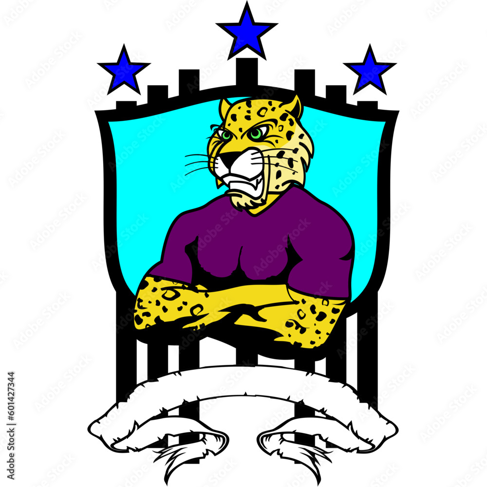 Fototapeta premium muscle leopard insignia crest shield sticker illustration in vector format