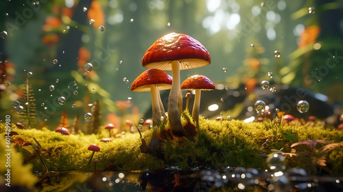 Magic Mushrooms growing in a forest