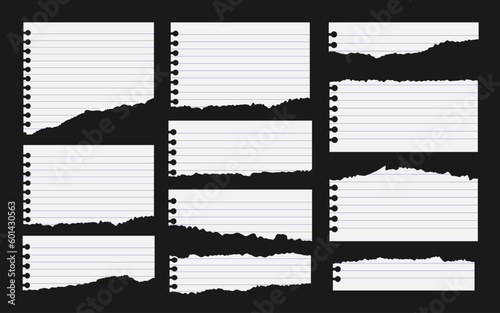 Set collage notebook torn paper sheets