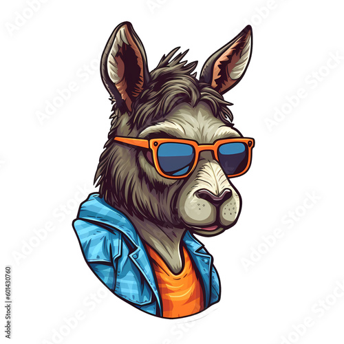 cute cartoon donkey head illustration