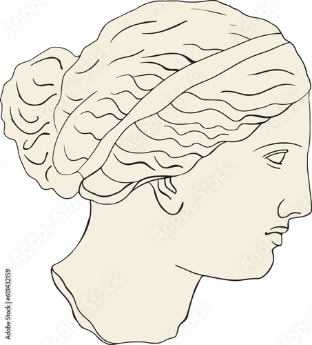 greek woman sculpture, antique classical sculpture, ancient sculpture, hand drawn, boho colors, classical sculpture, modern style, vector.