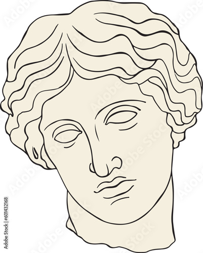 greek woman sculpture, antique classical sculpture, ancient sculpture, hand drawn, boho colors, classical sculpture, modern style, vector.