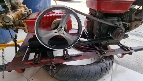 Liquid pressure booster running on technology background