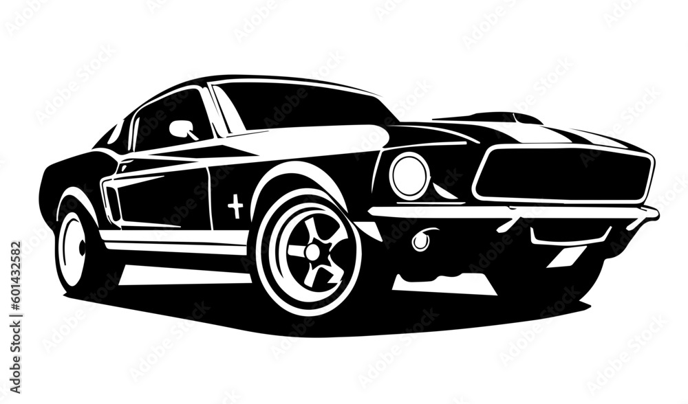 American muscle car isolated on white