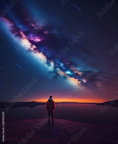 Man looking the starry sky © Marina Blanc