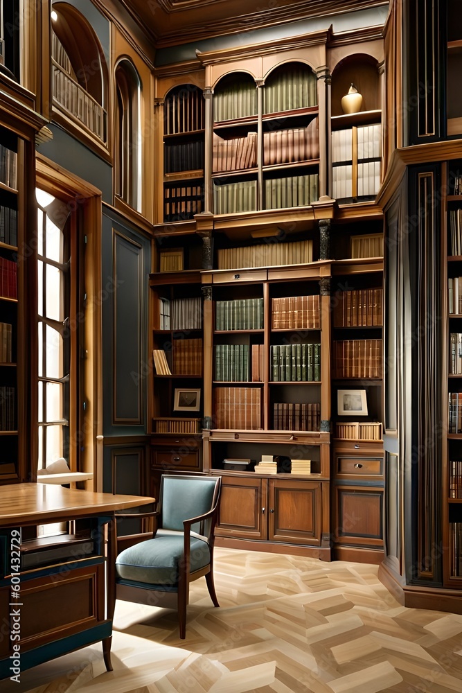 Old room, library, cozy library, bookshelf
