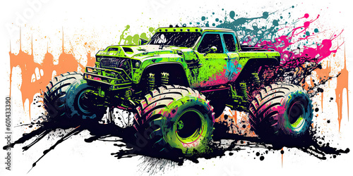 Monster Mudder Big 4x4 Truck Transparent Background Generative AI Illustration  © Christopher Boswell