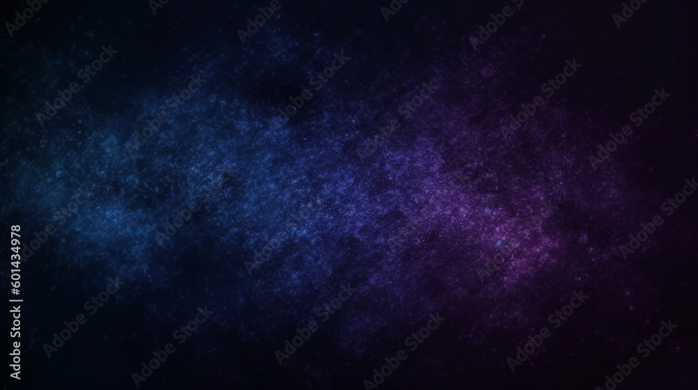 Fond imitation galaxie, espace, univers, sombre et noir. Effet texturé étoilé flou violet, mauve et bleu. Conception graphique, bannière etc.