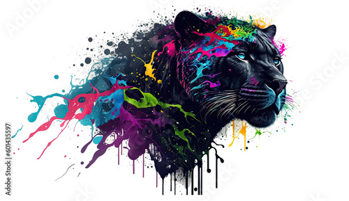 Black Panther Big Cat Wild Animal Transparent Background Generative AI Illustration  © Christopher Boswell