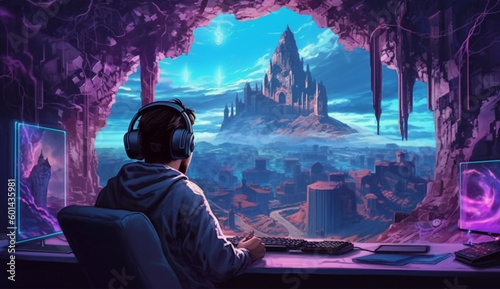 Photo Headset Heroes: Embracing the Gaming Adventure, generative ai