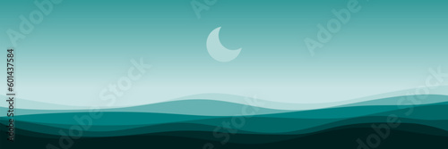 crescent moon in the sunset sky vector illustration good for wallpaper design, design template, background template, and tourism design template	