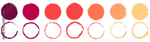 Grunge Round Shapes Collection. Weathered Circular Elements Set