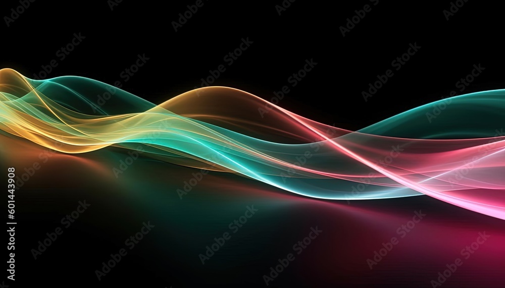 Naklejka premium light beams flowing across a black background, generative ai