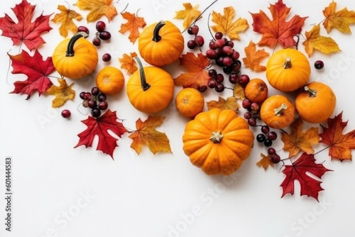 Happy Thanksgiving Day background, wooden table decorated Holiday Autumn festival concept scene Fall, Harvest. AI generated