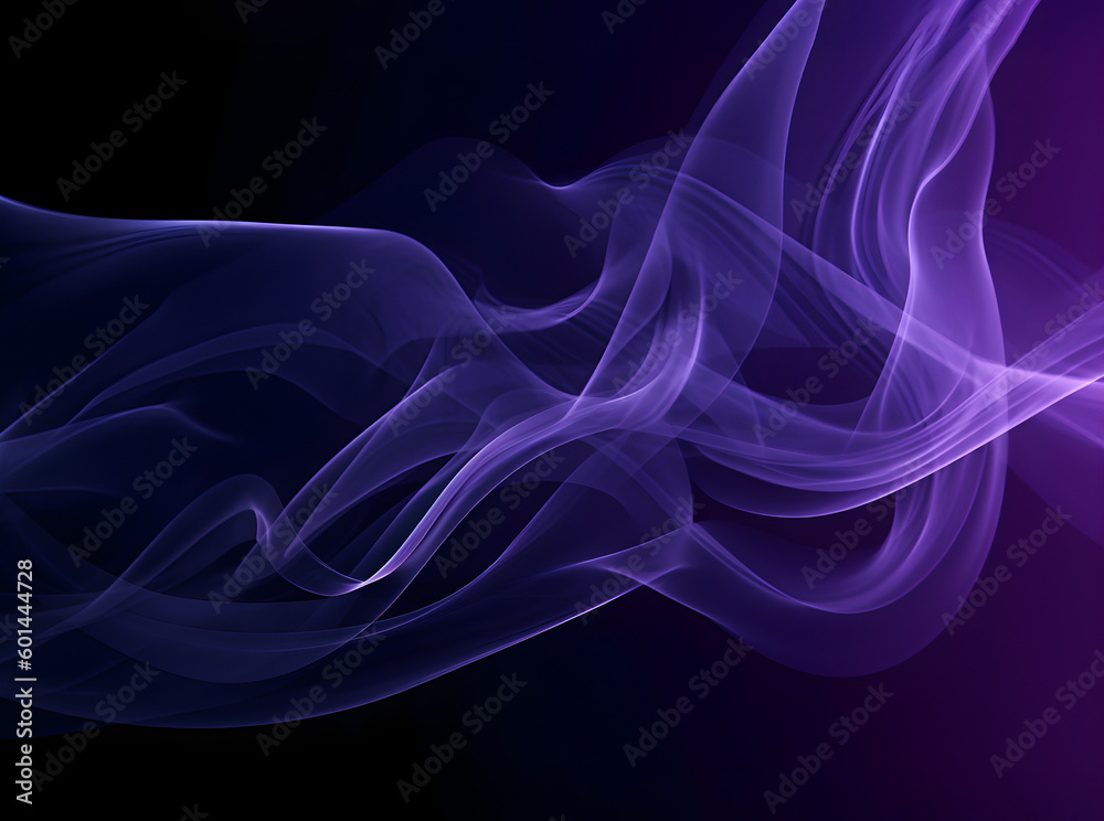 A purple smoke is being blown over a black background. Purple smoke texture background. Generative AI