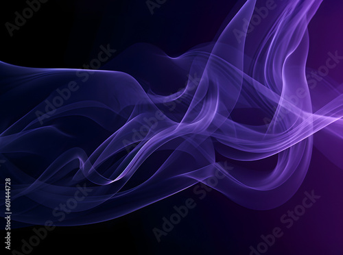 A purple smoke is being blown over a black background. Purple smoke texture background. Generative AI