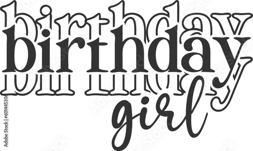 Birthday girl text design with vertical repeating pattern vector illustration.
