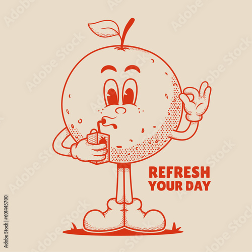 Orange Character, Retro Mascot Character