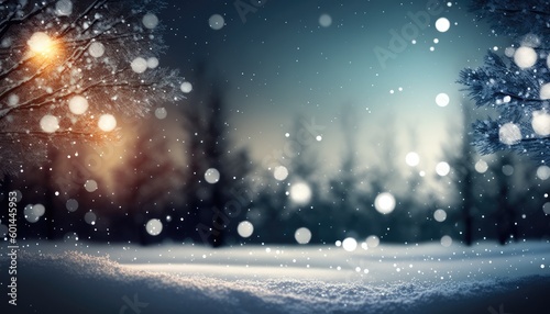 decorative winter snowy season scenery with blur effect generative ai © Align