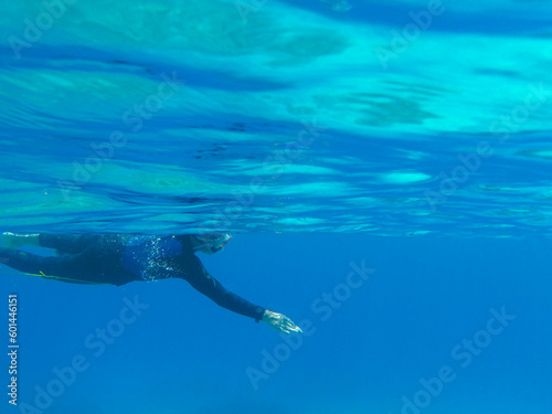 UNDERWATER. Scuba diver in the waters of the ANTIPAXOS island, Greece.