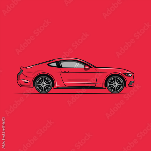 Flat vector sport car illustration icon logo © olya_ai_stories