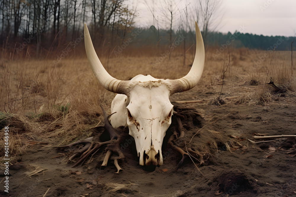 bull skull on the ground